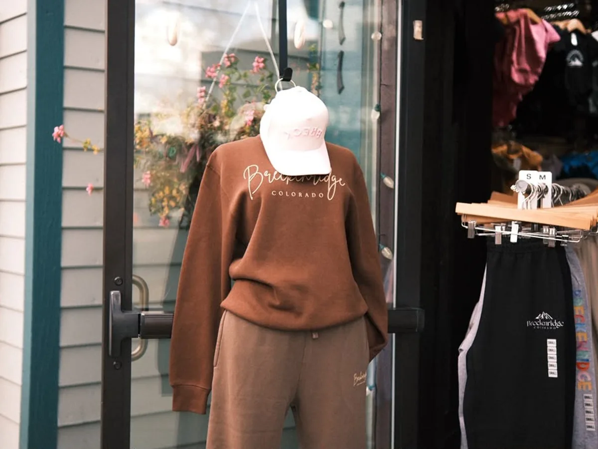 Mannequin in Breckenridge apparel at a shop entrance